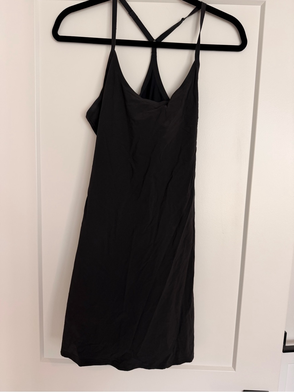Outdoor Voices Black Slip Midi Dress with Strappy Back